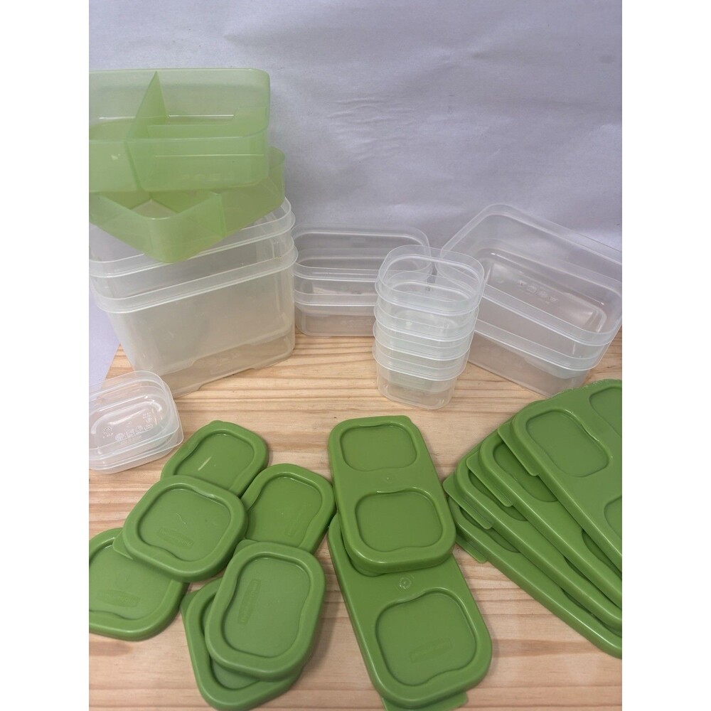Rubbermaid LunchBLOX Salad Kit, Mixed Lot Of Bases And Lids No Ice Green 26 Pcs